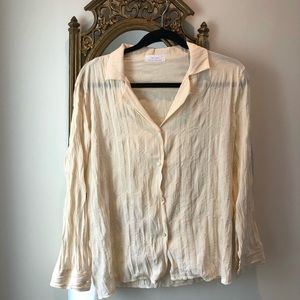 Oak + Fort Crinkle Sheer Blouse